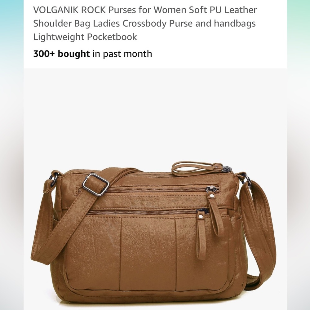 EUC Volganik Rock Brown Leather Crossbody Purse, 10.2” x 7.5” x 3.75”